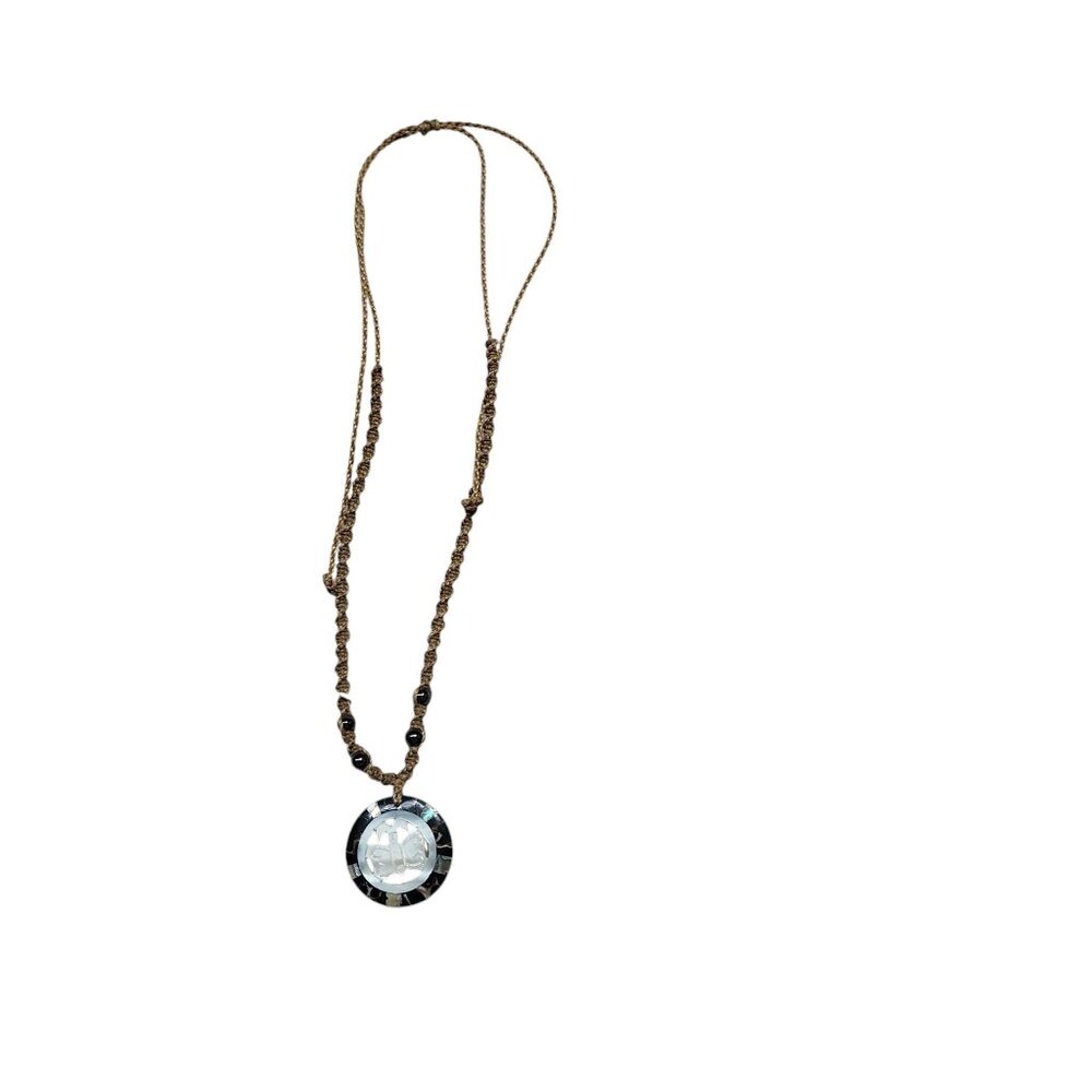 Handmade Boho Necklace With Butterfly Pendant & Braided Cord‎